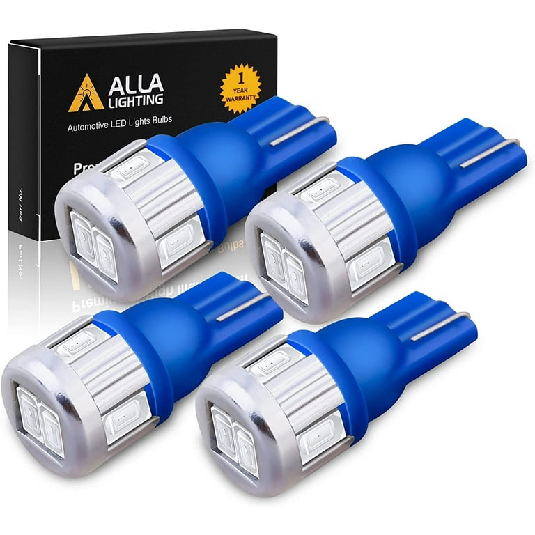 Alla Lighting Newest T10 Wedge 194 168 2825 W5W LED Bulbs, 6000K White  License, Reverse, Trunk, Marker, Parking, Door, Map, Dome Lights Lamps,  360°