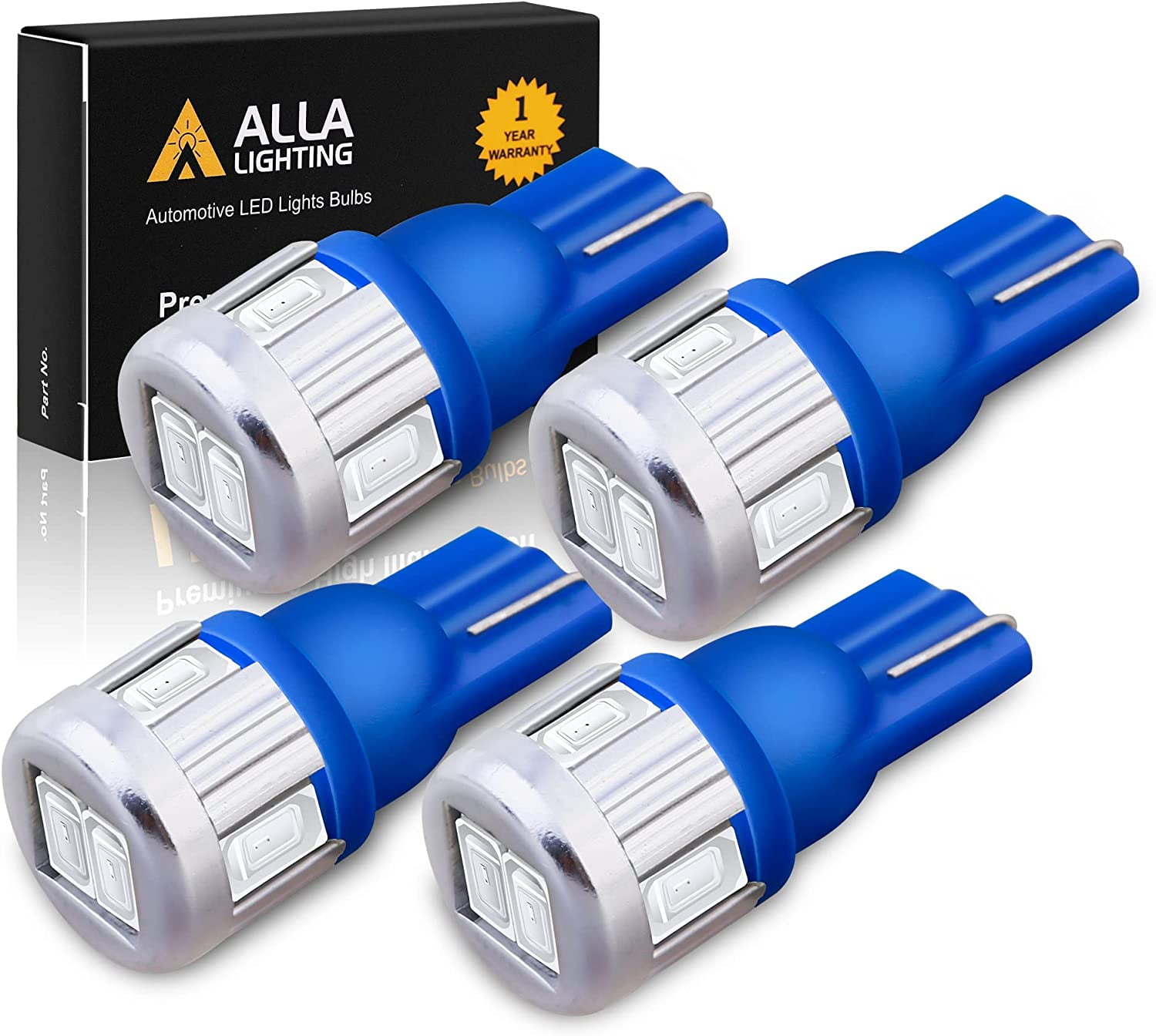 Alla Lighting, 4x 194 168 LED Bulbs, 10000K Blue, T10 Wedge - Walmart.com