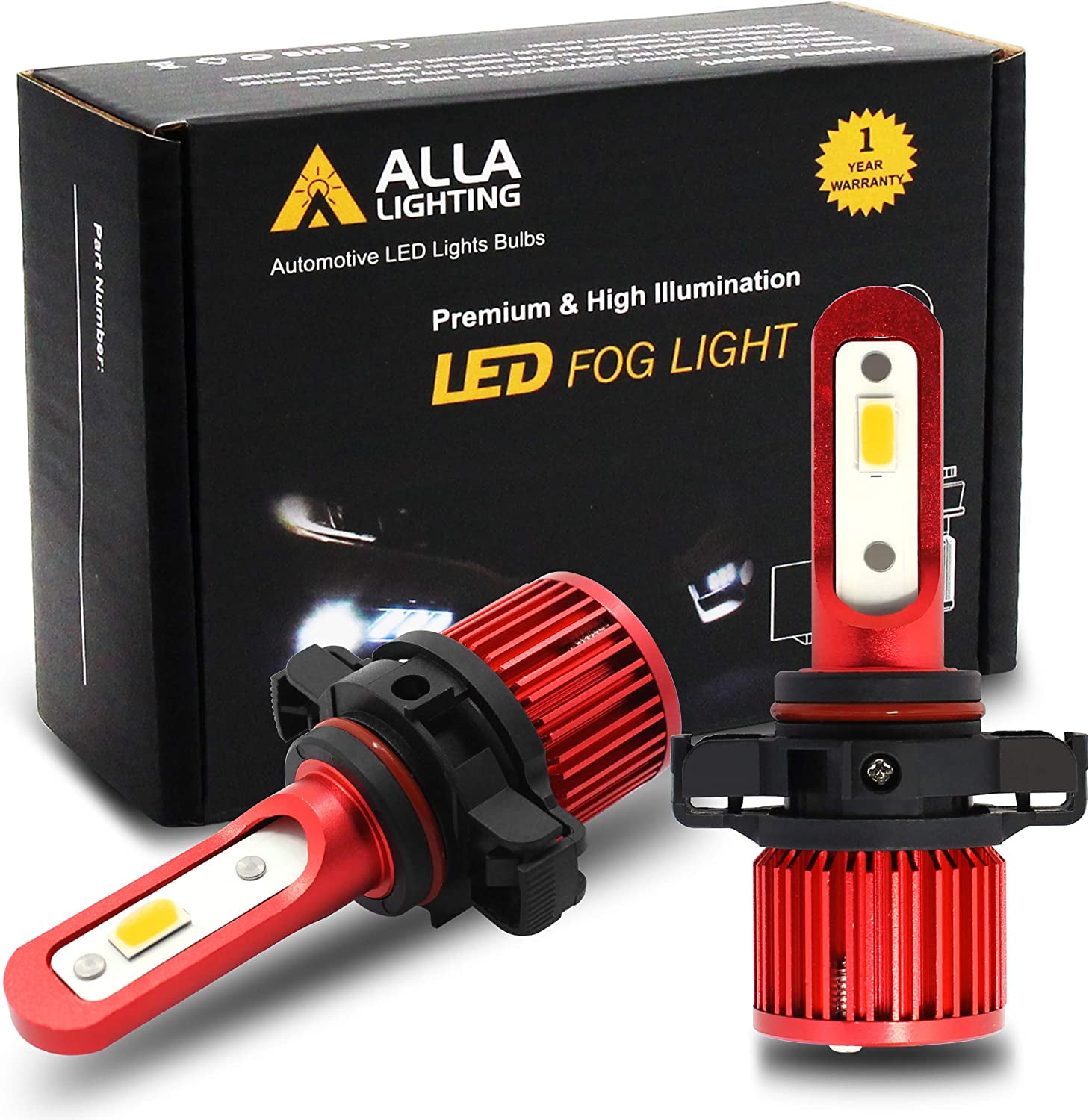 Alla Lighting 5200lm AL-R 2504 PSX24W LED Yellow Fog Lights Bulbs ...