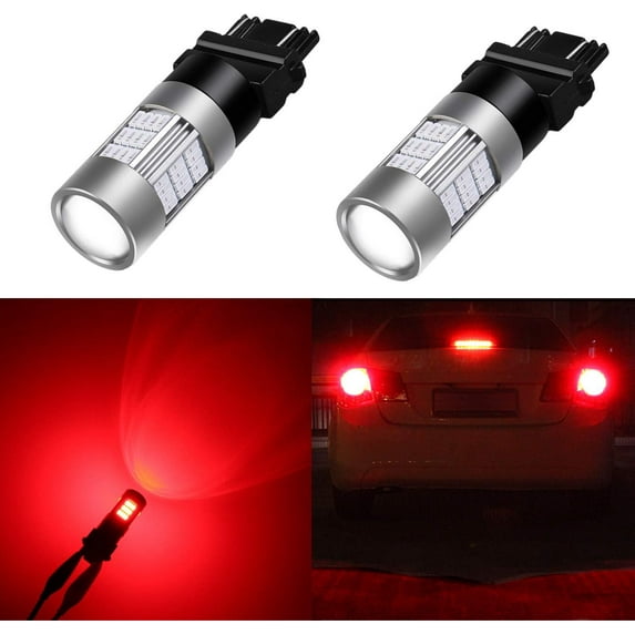 Alla Lighting 54-SMD T25 3156 3157 LED Turn Signal Light Bulbs High Power 4014 LED Pure Red Super Bright LED 3156 3157 Brake Lights Stop Light Tail Light 3057 4057 3157 LED Bulbs Lamps Replacement 2pc