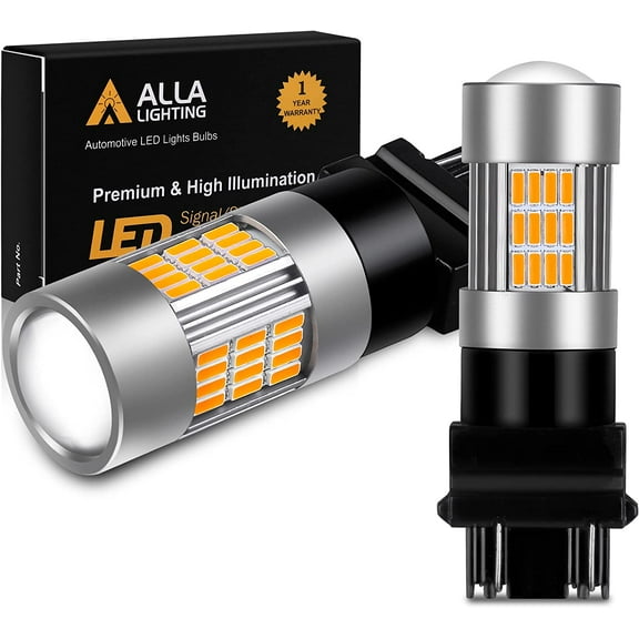 Alla Lighting 54-SMD T25 3157 4114 3156 LED Back-Up Light Bulbs High Power 4014 48-SMD LED 3157 Bulb Amber Yellow 3156 3157 LED Bulb Super Bright LED Reverse Light Lamps Replacement (Set of 2)