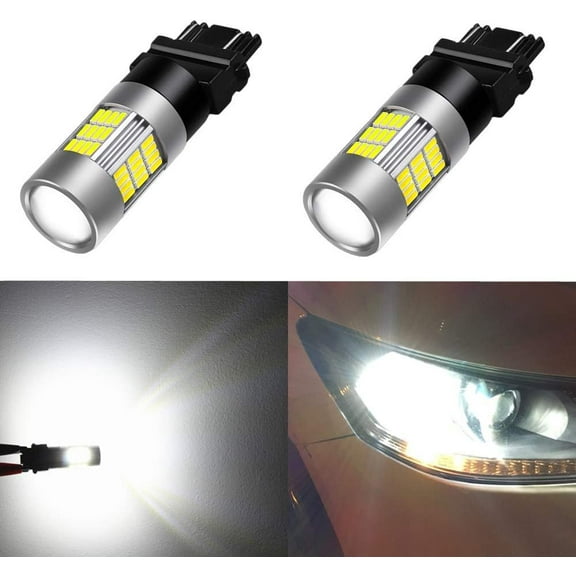 Alla Lighting 54-SMD T25 3157 4114 3156 LED DRL Daytime Running Light Bulbs High Power 4014 48-SMD LED 3157 Bulb 6000K Xenon White 3156 3157 LED Bulb Super Bright LED DRL Replacement (Set of 2)