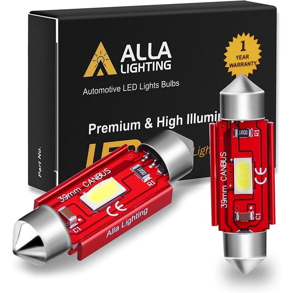 Alla Lighting 6411 6418 LED Bulbs Bright Festoon DE3425 Replacement for License Plate Lights,Interior Lights Map Light,Dome Light,Trunk Light,Vanity Mirror Light,Sun Visor Light,Glove Box Light,White