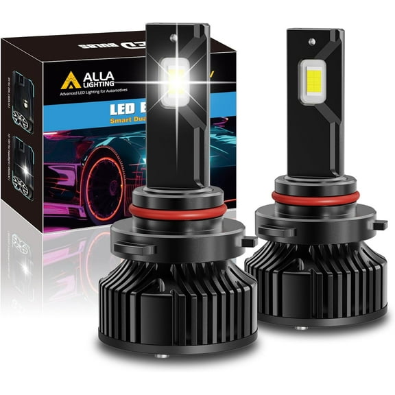 Alla Lighting 6V~18V 9000Lms HB3 9005 LED Headlights Bulbs High Beam Lights, Headlamps Conversion Kit, Fog Lights Bulbs or Daytime Running Lights(DRL) Lamps, 6000K Xenon White