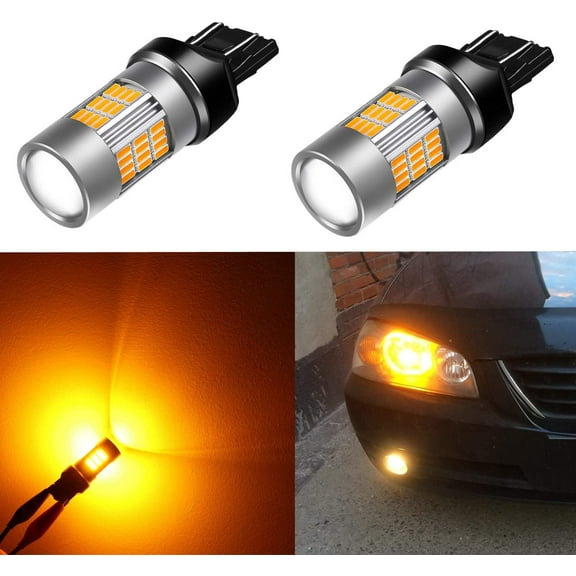 Alla Lighting 7440 7443 LED Amber Yellow Turn Signal Lights Bulbs 7444NAK 7440NAK WY21W Super Bright T20 Wedge 54-SMD 4014 Chipsets Blinker Lamps 12V