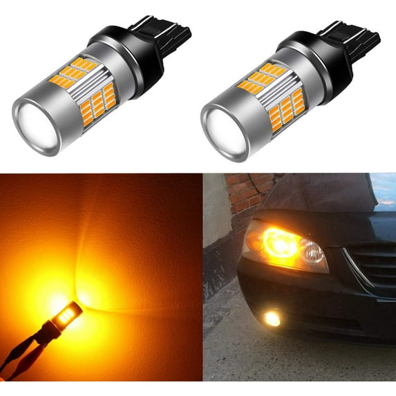 Alla Lighting 7440 7443 LED Amber Yellow Turn Signal Lights Bulbs 7444NAK 7440NAK WY21W Super Bright T20 Wedge 54-SMD 4014 Chipsets Blinker Lamps 12V