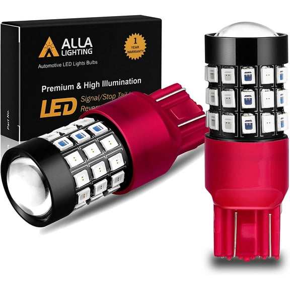 Alla Lighting 7440 7443 LED Brake Stop, Tail, Turn Signal Lights Bulbs, Red T20 Wedge 7444 7440LL 7443LL W21W Super Bright 39-SMD High Power 2835 Chipsets
