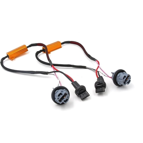 Alla Lighting 7440 T20 50W 6Ohm Error Free LED Lights Load Resistor Adapter Fix Flashing Fast Blinking Canbus Bypass Wiring Harness for Upgrading LED Turn Signal Lights Blinker Light Lamps