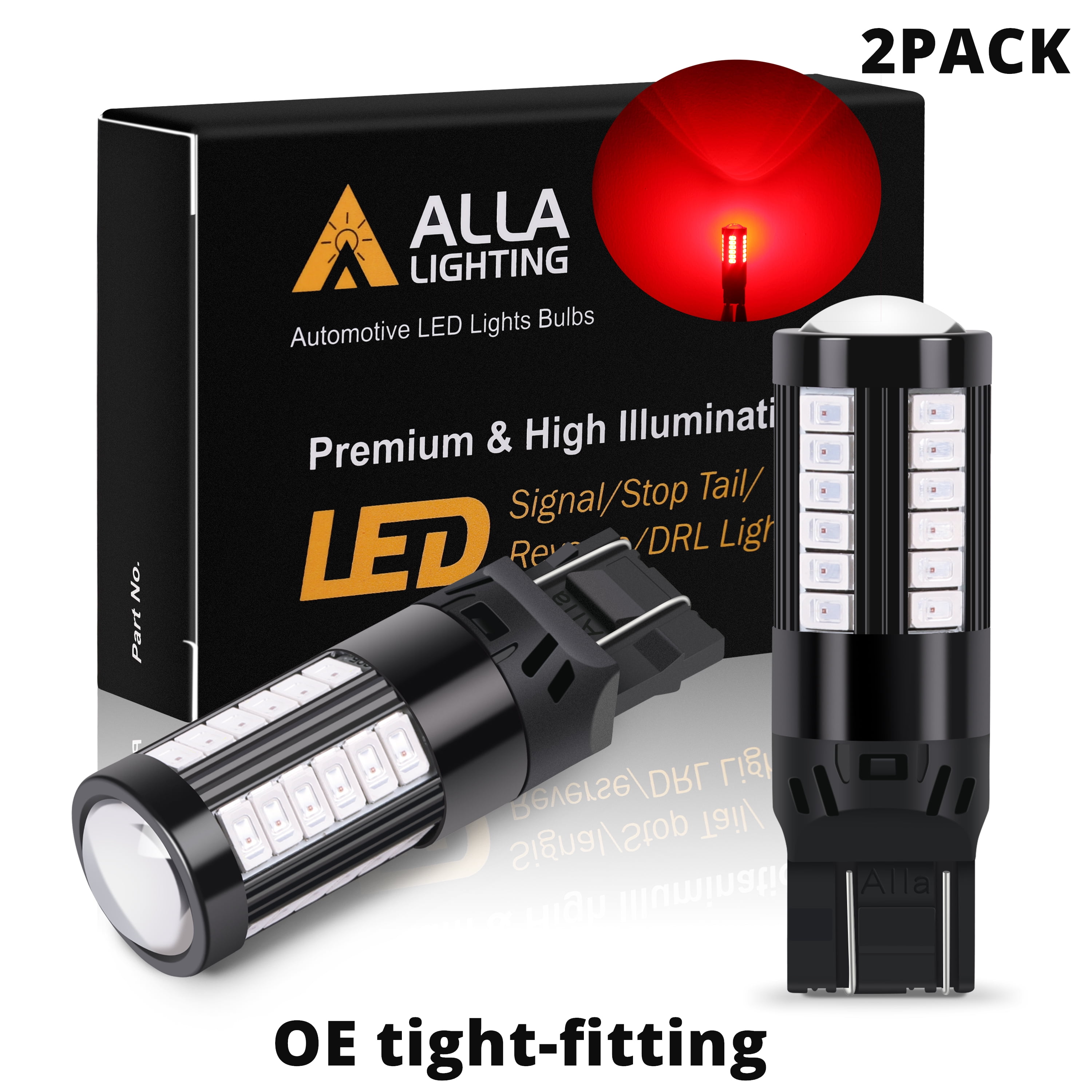 Alla Lighting 7443 LED Strobe Brake Light Bulbs for 2013 2022