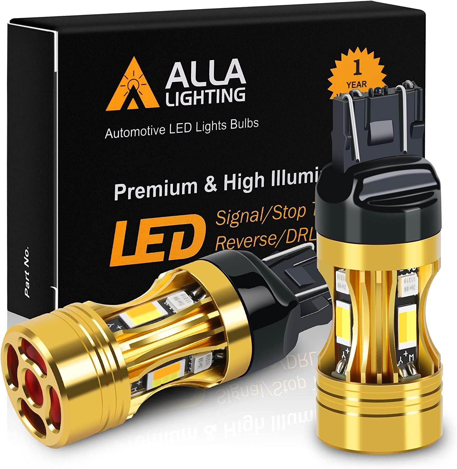  Alla Lighting 3800lm BA15S 1156 Amber Yellow LED Bulbs