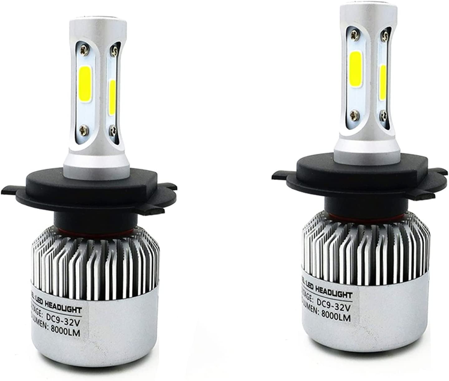 Alla Lighting 8000lm P43t Base H4 9003 LED Headlight Bulbs
