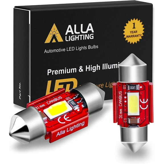 Alla Lighting 800lm Xtreme Super Bright Festoon 31MM DE3175 DE3022 LED Bulbs Replacement for Cars Trucks Interior Lights Map Lights,Dome Lights,Trunk Lights,Courtesy Lights DE3022, 6000K Xenon White