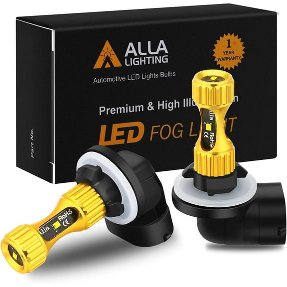 Alla Lighting 889 881 LED Fog Lights Bulbs Newest 3000lm Extreme Super Bright 898L, 6K Xenon White
