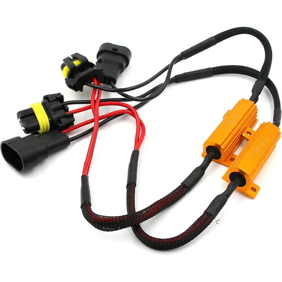 Alla Lighting 9005 9006 HB3 HB4 9012 LED Load Resistors Adapter 50W 6Ohm Error Free Fix Headlights/Fog Lights Flashing Flickering/Error Code Can-bus Bypass Wiring Harness Decoder