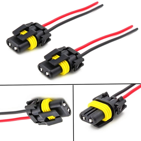 Alla Lighting 9005 HB3 H10 9145 9040 9140 Socket Female Adapter Wiring Harness Wire for Fog Light Lamps Bulbs (2pcs/pk)