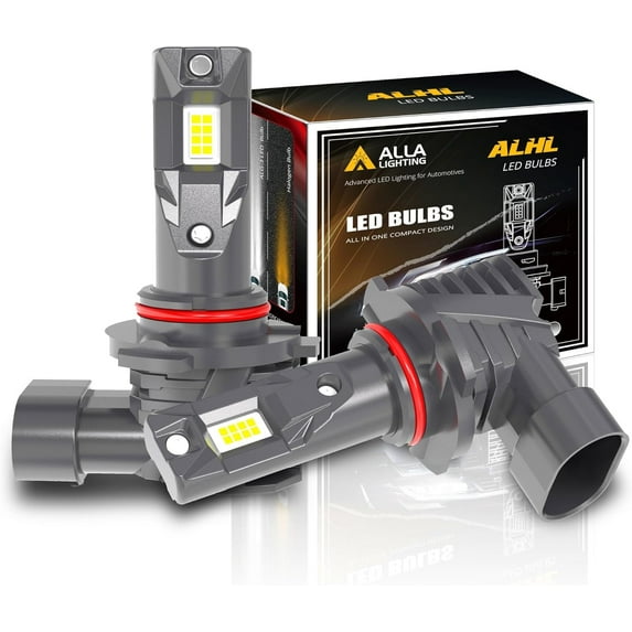 Alla Lighting 9005 HB3 LED Fog Lights Bulbs or DRL, 6500K Xenon White PY20D H10 9155, Super Bright CSP-7535 LEDs Replacement