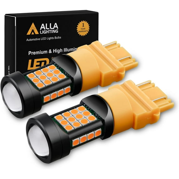 Alla Lighting Amber Yellow 3057 3056 T25 3157 3156 LED Turn Signal Lights Bulbs, 3457-NAK 4157-NALL 5702-AK 1000 Lumens 3030 36-SMD Extremely Super Bright Blinker Lamps