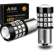 Alla Lighting BA15S 1156 LED Strobe Brake Lights Bulb, Pure Red Super Bright Flashing Stop Lamps 7506 1003 3497 1141 12V Replacement for RVs, Cars, Trucks