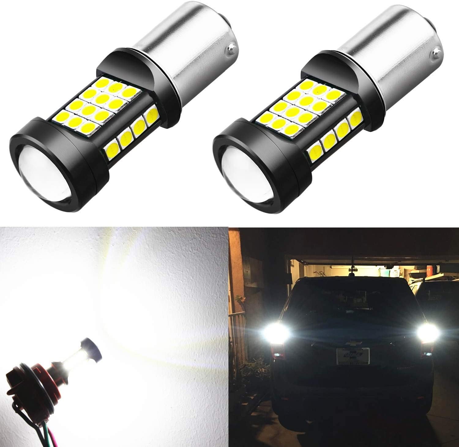 Alla Lighting BA15S 1156 LED Strobe Reverse Lights Bulbs Super Bright P21W 7506 1156 LED Bulb