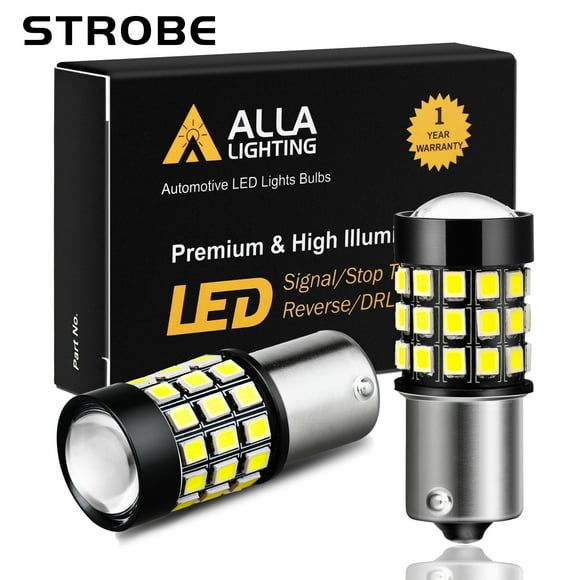 Alla Lighting BA15S 7506 1156 LED Strobe Flashing Brake, Reverse Lights Bulb 2835-SMD P21W LED Back-up, Brake Stop TaIl Lights Replacement for Cars, Trucks, 6000K Xenon White (Set of 2)