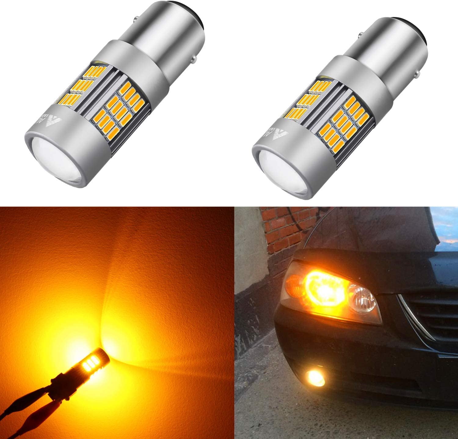 Alla Lighting BAY15D 1157 LED Bulbs Super Bright 4014 54-SMD LED 2357 ...