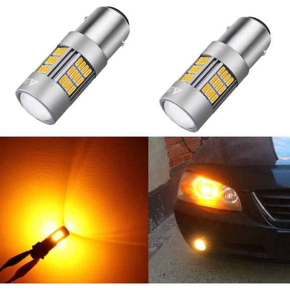 Alla Lighting BAY15D 1157 LED Bulbs Super Bright 4014 54-SMD LED 2357 2397 Bulb Amber Yellow 198 1034 LED Turn Signal Lights Blinker Light Bulbs for Cars, Trucks, Motorcycles (Set of 2)