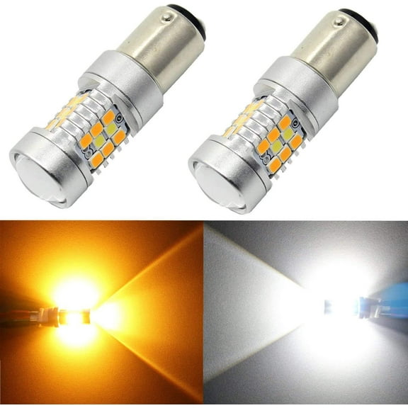Alla Lighting BAY15D 1157 LED Switchback Bulb Turn Signal Lights, 6000K White/Amber Yellow Dual Color 2357 3496 7528 Extremely Super Bright 2835 28-SMD Blinker Lamps