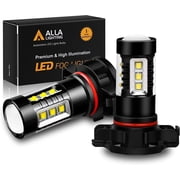 Alla Lighting Bright 5201 DRL PS19W 5202 LED Fog Lights Bulbs PS24WFF 12085C1, 6000K Xenon White Fog Lamps Replacement 3200 Lumens Upgrade