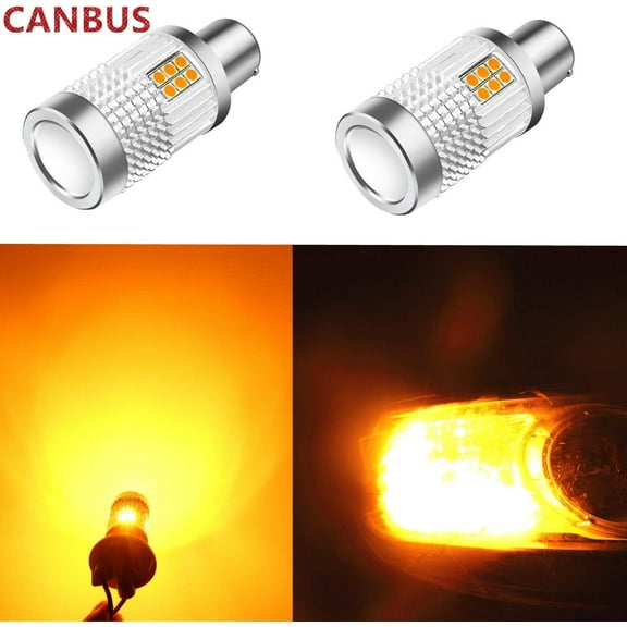 Alla Lighting Brightest CANBUS BAU15S 7507 LED Bulbs 3000Lm High Power 3030 30-SMD 12V LED 7507 Bulb 12V 21W PY21W 12496 7507 LED Turn Signal Light Bulbs, Amber Yellow