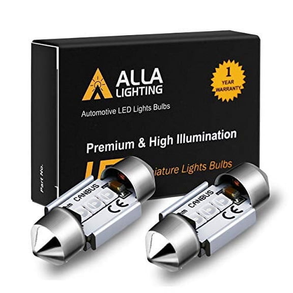 Alla Lighting CAN-bus 31mm Festoon DE3022 DE3175 LED Bulb, 10000K Blue Super Bright DE3021 3175 6428 SMD Interior Lights Dome Lights, Map Lights, Trunk Lights Replacement