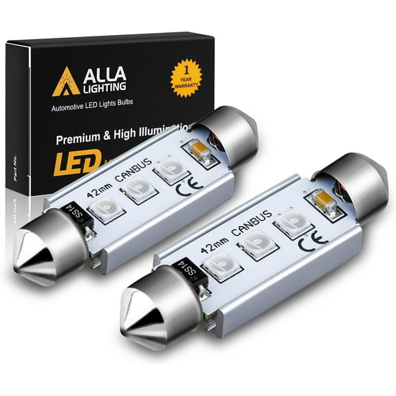 Alla Lighting CANBUS 211-2 578 LED Bulbs Super Bright 41mm 42mm Festoon 3030 SMD 212-2 569 6413 LED Lights Bulb for Interior Map, Dome, Trunk, Step Courtesy, License Plate Lights, Ultra Green