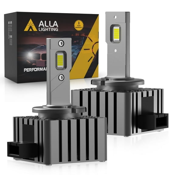 Alla Lighting CANBus D1R D1S LED Headlights Bulbs,90W 1:1 Plug-n-Play Easy Installation Change HID Conversion Kits High Beam,Low Beam Headlamps,12000 Lumens 6000K-6500K Xenon White(D1S/D1R/D1C)