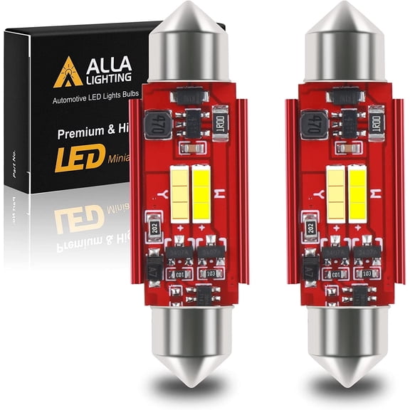 Alla Lighting Dual Color 6418 C5W LED Festoon Bulbs, White/Ice Blue Switchback CAN-bus 36MM License, Map, Dome, Door, Trunk, Courtesy Lights