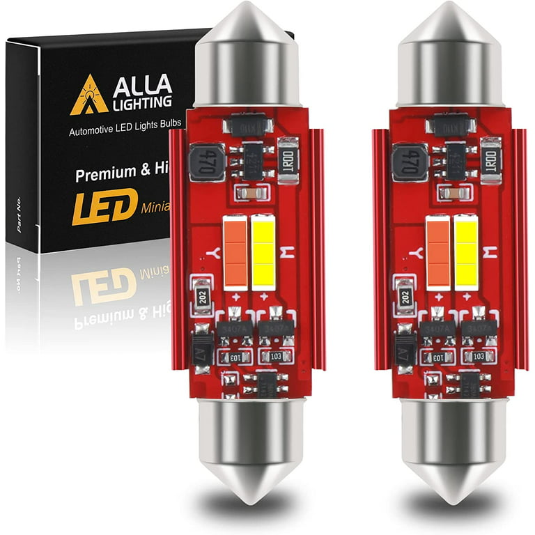 Alla Lighting Dual Color 6418 C5W LED Festoon Bulbs, White/Red Switchback  36MM CAN-bus License, Map, Dome, Door, Trunk, Stepwell Courtesy Lights