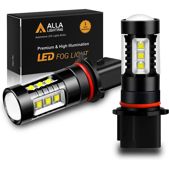 Alla Lighting Extremely Super Bright 12278 PSX26W LED Fog Light Bulbs, 6000K Xenon White 12278C1 H28W PWY26W 26W High Power 80W Cree 12V DRL Replacement