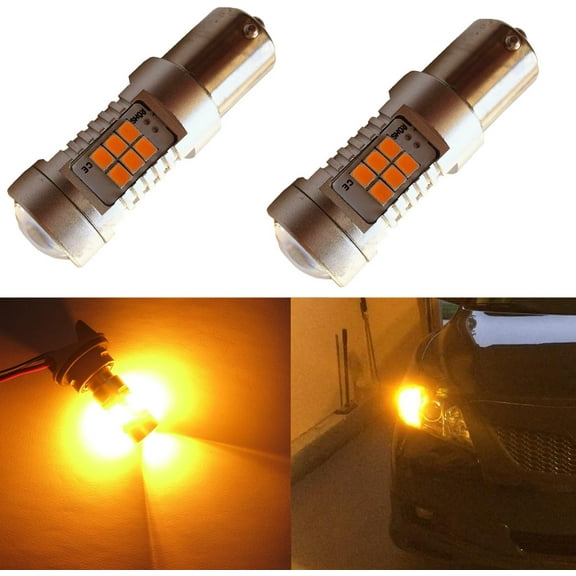Alla Lighting Extremely Super Bright Amber Yellow High Power 3035 27-SM 1156 BA15S 7506 LED Lights Bulbs for Turn Signal Blinker Light