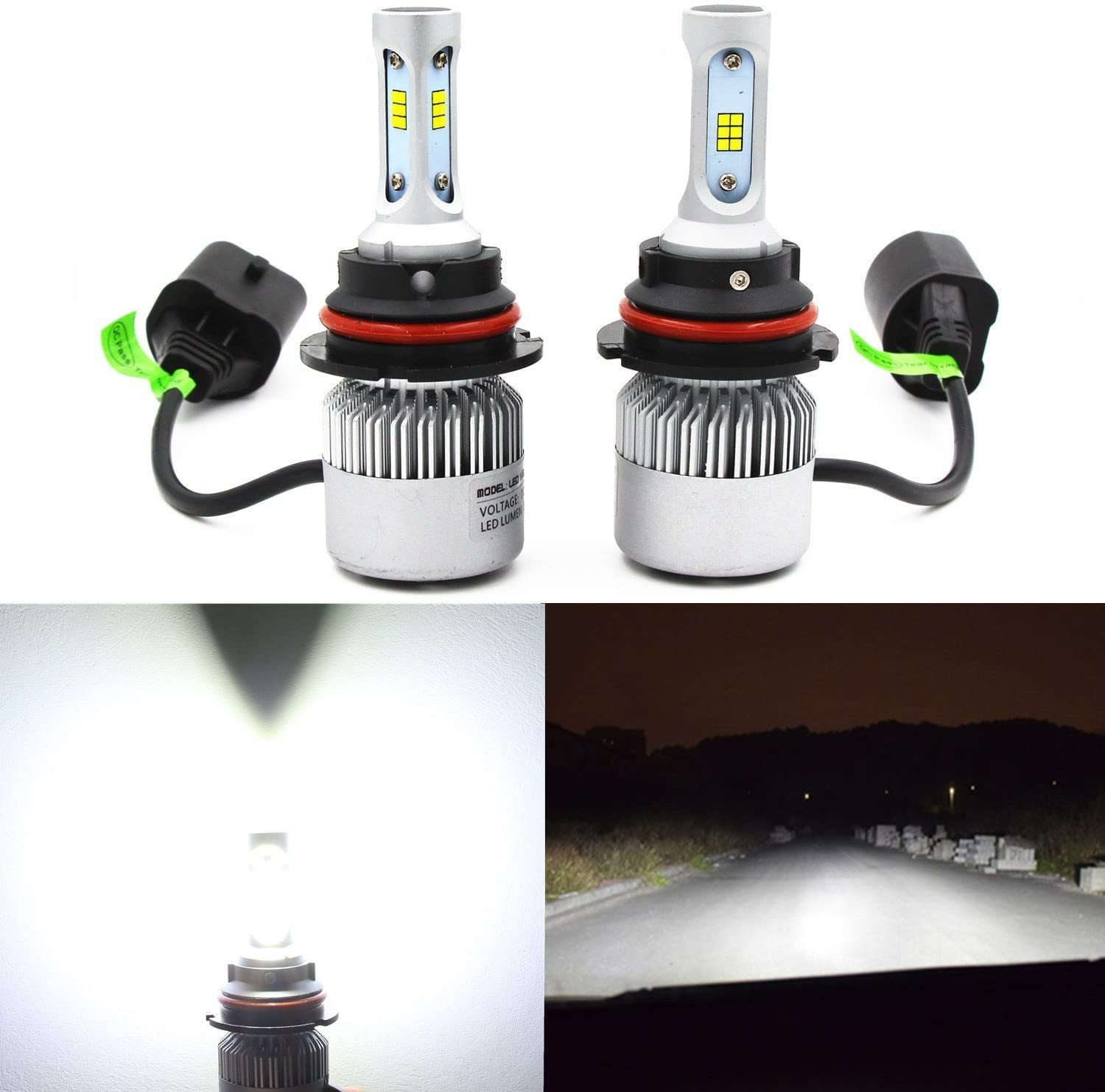 HB5 9007 LED Headlights Bulbs, 6000K~6500K Xenon White