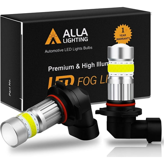 Alla Lighting H10 9145 LED Bulbs, 6000K Xenon White Fog Lights 9040 9045 9140 Upgrade 2800Lm CANBUS COB-72 SMD PY20D Base Xtreme Super Bright