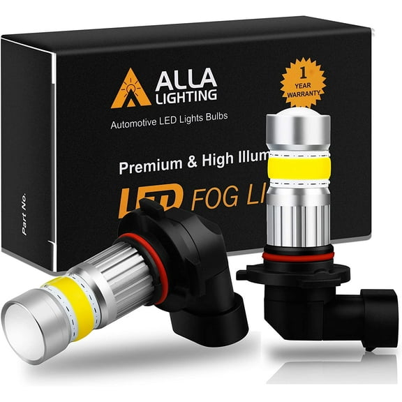 Alla Lighting H10 9145 LED Fog Light Bulbs, 3000K Golden Yellow 2800 Lumens Xtreme SuperBright CANBUS COB-72 SMD 9140 9155 PY250D Replacement for Cars, Trucks