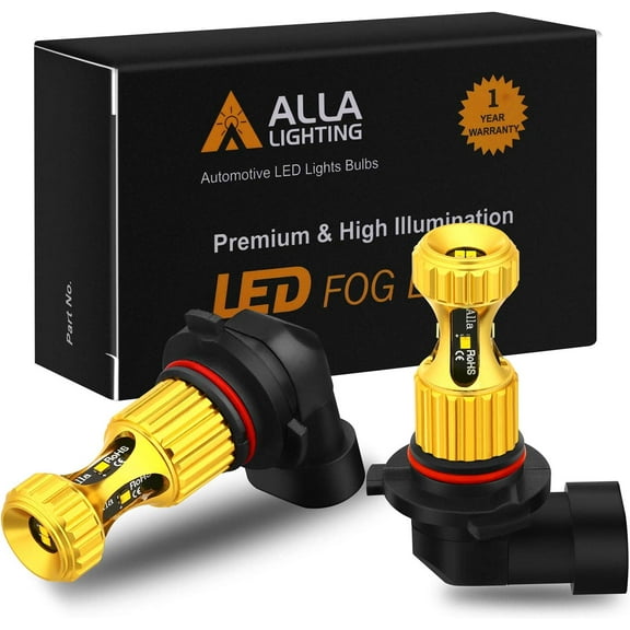 Alla Lighting H10 9145 LED Fog Lights Bulbs Newest 3000lm Extreme Super Bright 9140, 3K Amber Yellow