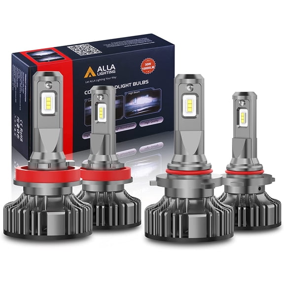 Alla Lighting H11 and 9005 LED Bulbs Headlights Combo HB3 9005 High Beam H11 Low Beam Replacement Xtreme Super Bright Conversion Kits, 6000K Xenon White