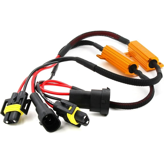 Alla Lighting H11 H8 H9 H11LL H8LL H9LL 50W 6Ohm Error Free LED Lights Load Resistor Adapter Fix Flashing Blinking Canbus Bypass Wiring Harness Decoder for Upgrading LED Fog DRL Light
