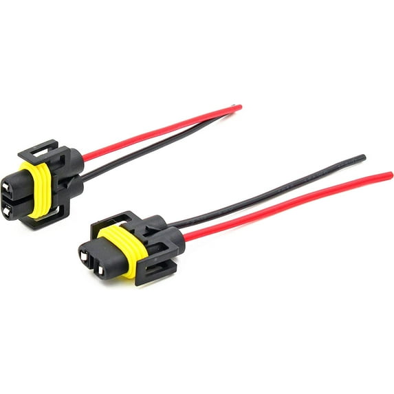 Alla Lighting H11 H8 H9 H11LL H9LL Socket Female Adapter Wiring Harness Wire for Fog Light Lamps Bulbs (2pcs/pk)