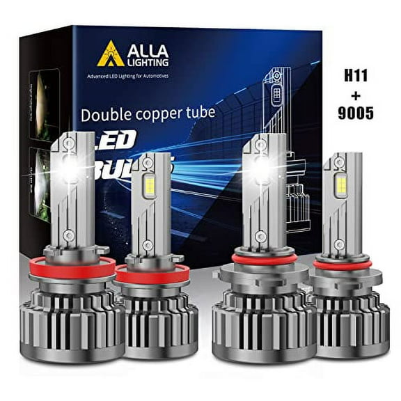 Alla Lighting H11 and 9005 Combo High Beam, Low Beam Headlights, 6000K-6500K Xenon White 9005 H11 LED Bulbs HB3 9005LL 9005XS 9005L+ H8 H8LL