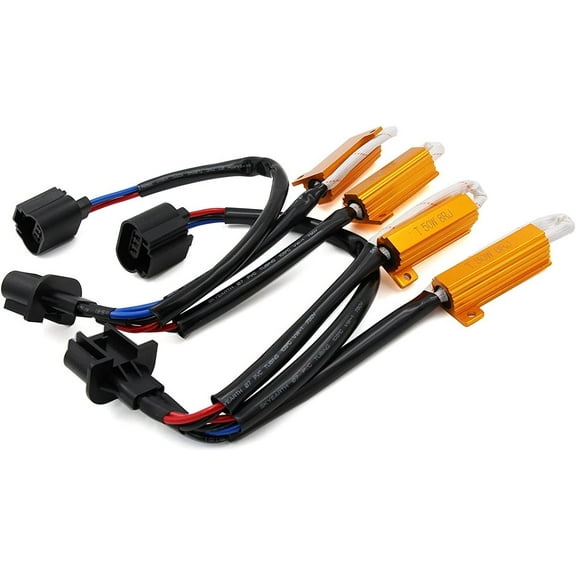 Alla Lighting H13 9008 50W 6Ohm Error Free LED Lights Load Resistor Adapter Fix Flashing Blinking Canbus Bypass Wiring Harness Decoder for Upgrading LED Bulb Replace (H13 (9008))