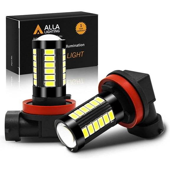 Alla Lighting H8 H11 LED Fog Light Bulbs or DRL 6000K Xenon White, H16 H11LL H8LL H1155 2800 Lumens Xtreme Super Bright 5730 33-SMD 12V Replacement for Cars, Trucks