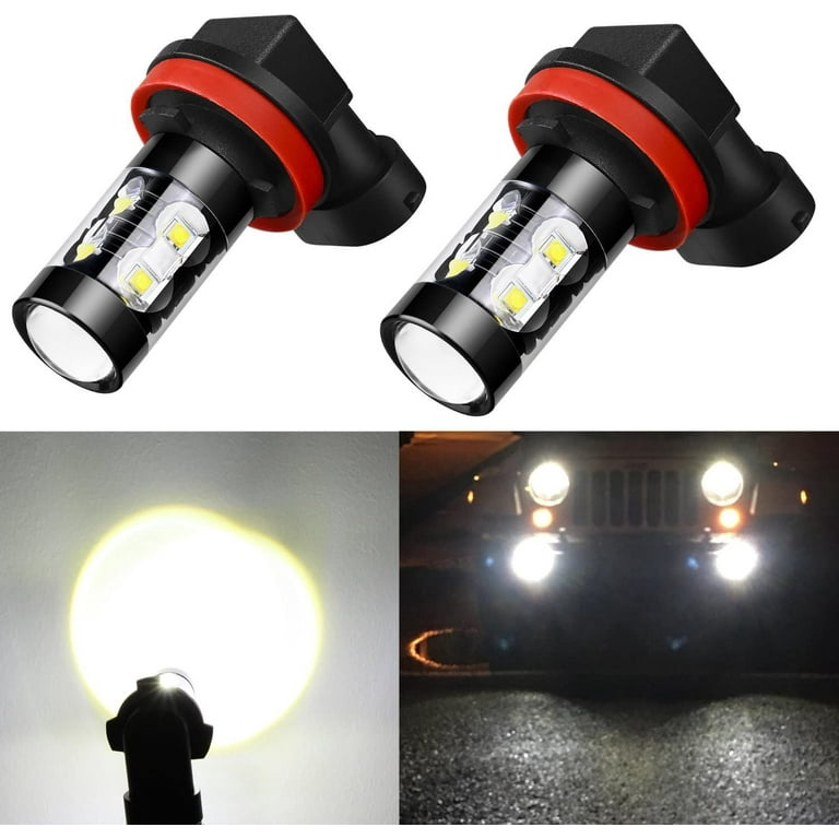 Alla Lighting H8 H11 LED Fog Lights/DRL Daytime Running Lights(DRL) Bulbs Super Bright High Power 50W 12V H16, 6000K Xenon White Replacement Upgrade