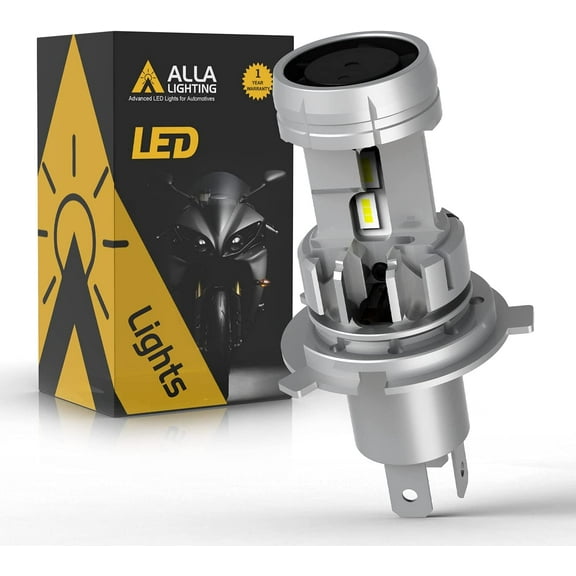 Alla Lighting HB2 9003 H4 LED Headlight Bulbs, Dual High Low Beam Conversion Kits Replacement for Motorcycles, Cars, Trucks, 6000K Xenon White (1pc)