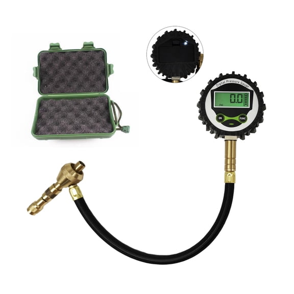 Alla Lighting High Performance Digital Tire Pressure Gauge - 60 PSI, Large Dial 2" Easy Read Air Chuck Tire Pressure Gauge for Cars, Trucks, SUVs, Bikes, Motorcycles