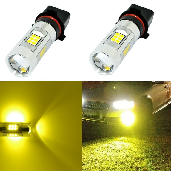 Alla Lighting LED Yellow DRL/Fog Light Bulbs for 2012-2015 Chevy Camaro RS,PSX26W 12278, 3000K Golden Yellow (Set of 2)